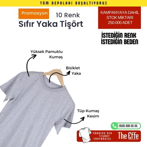 The Effe Toptan Sıfır Yaka Tişört Kırmızı