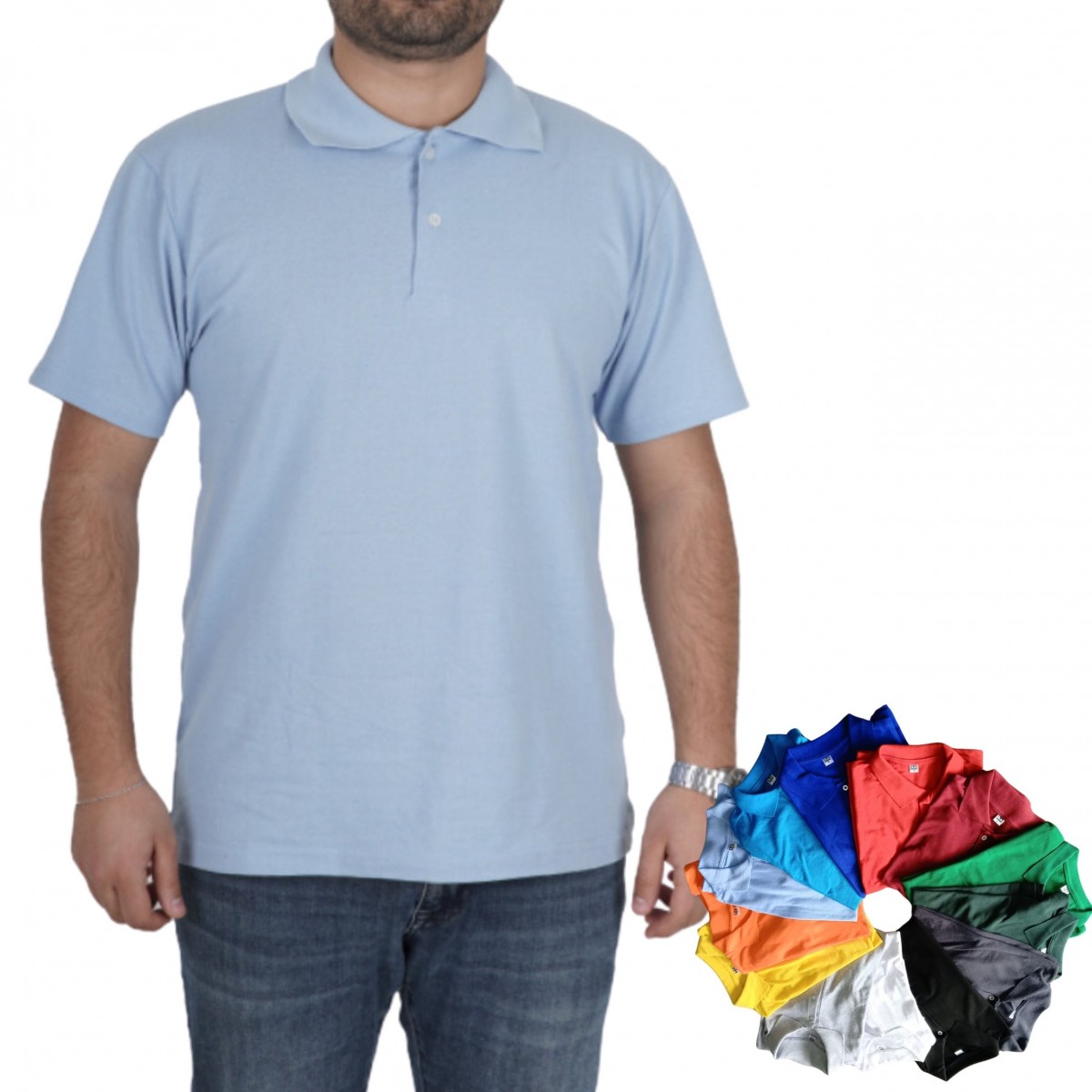 The Effe Toptan Polo Yaka Tişört Bebe Mavisi