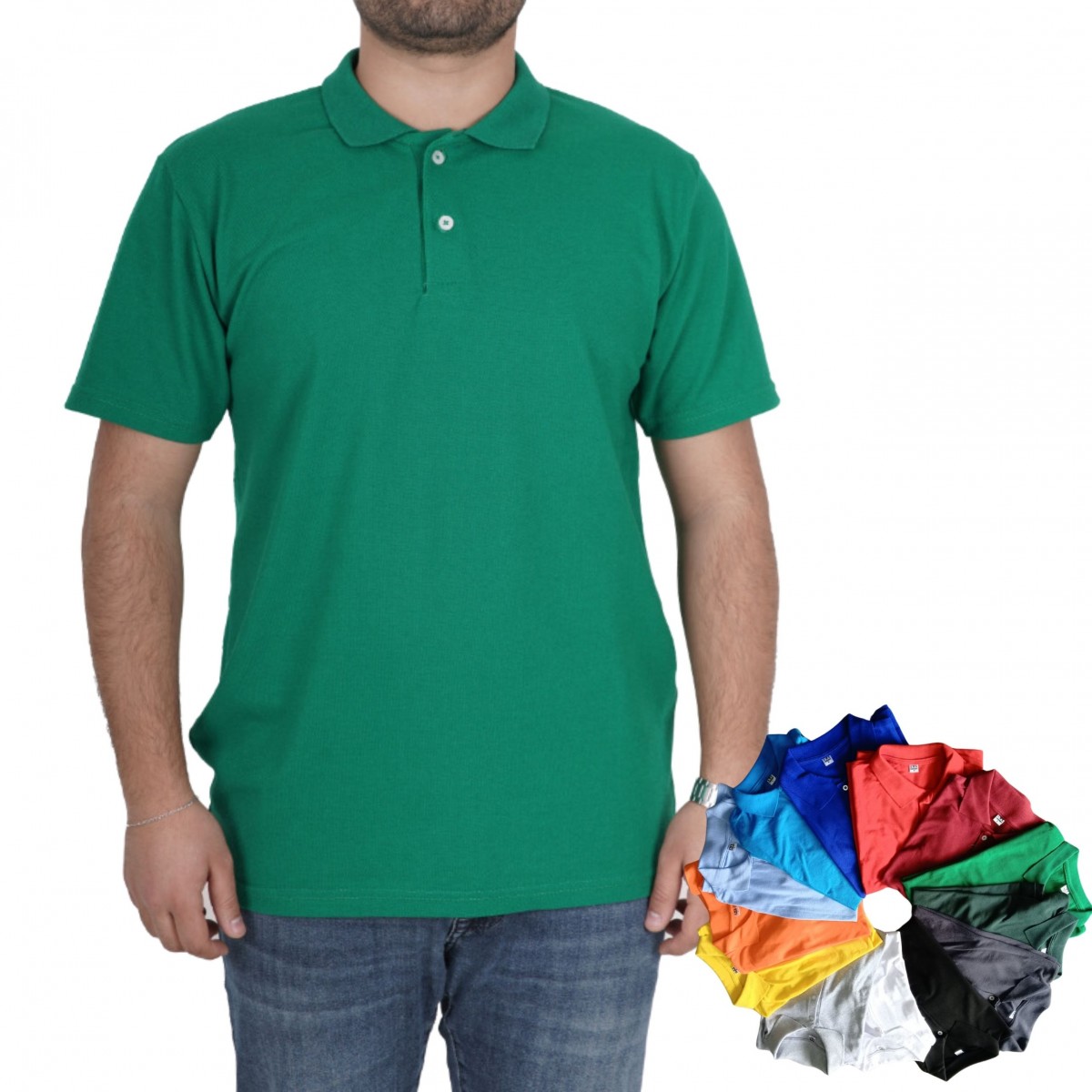 The Effe Toptan Polo Yaka Tişört Benetton Yeşili
