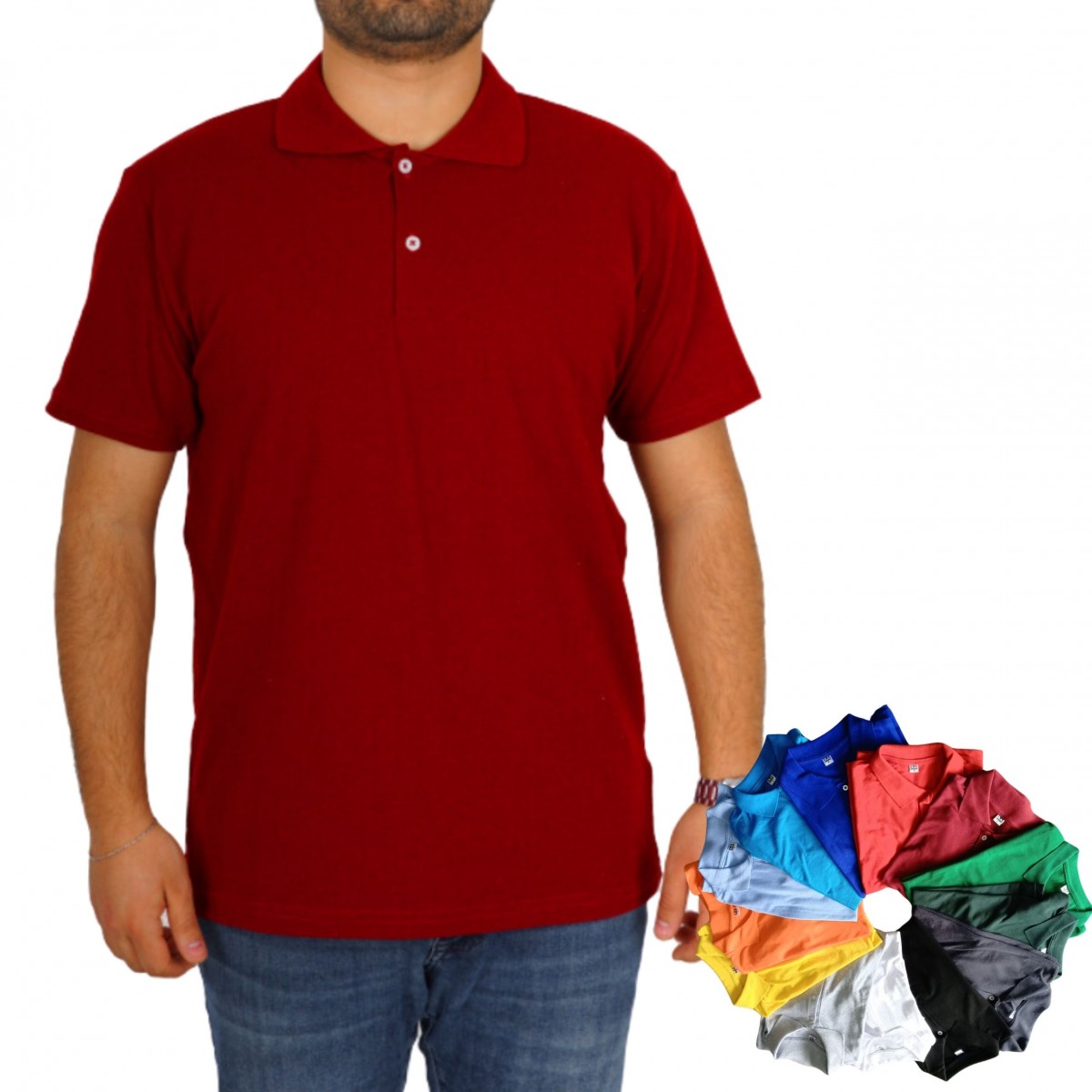 The Effe Toptan Polo Yaka Tişört Bordo