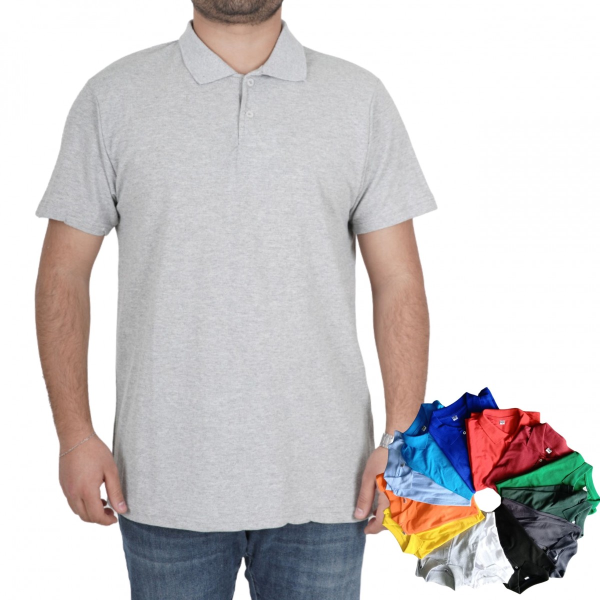 The Effe Toptan Polo Yaka Tişört Gri
