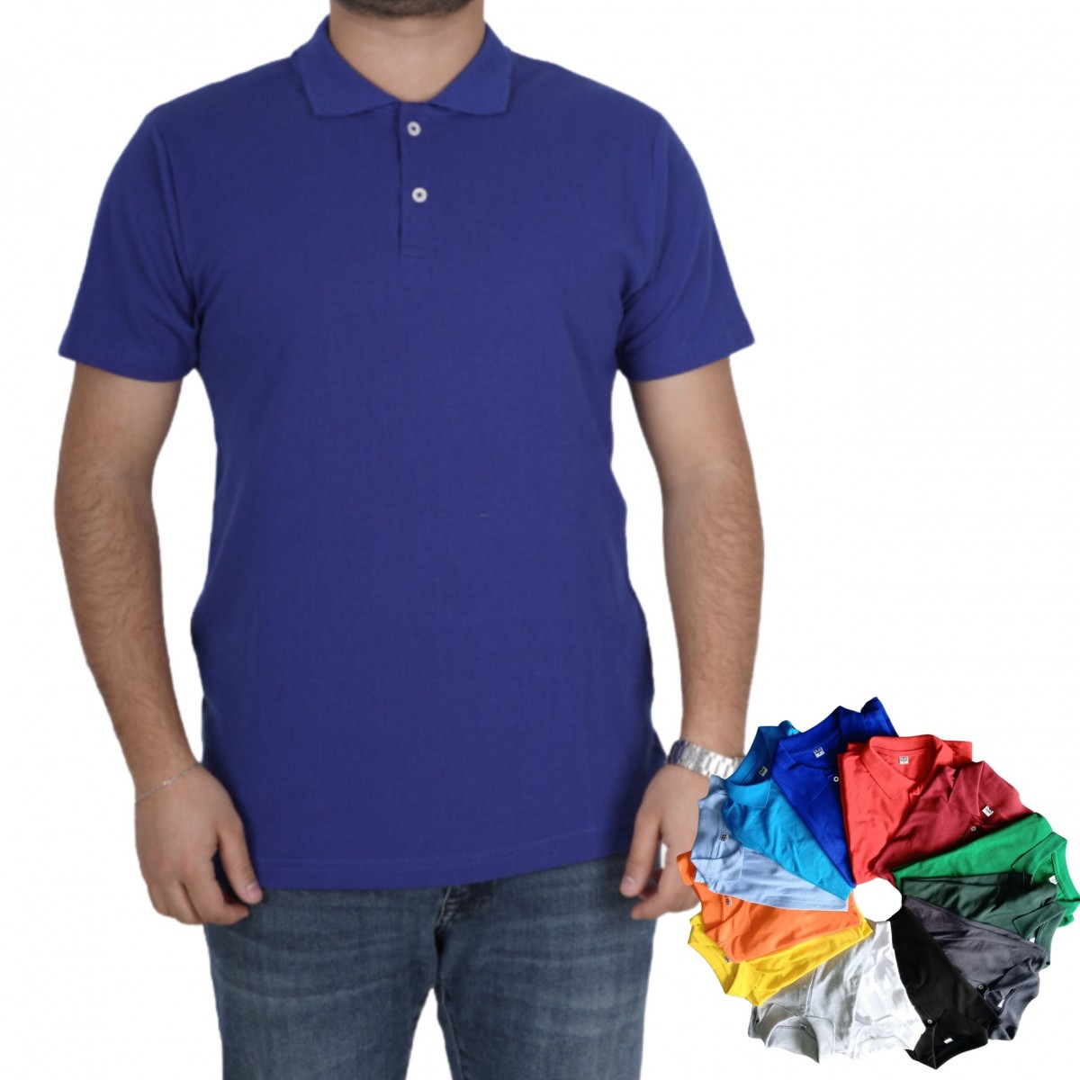 The Effe Toptan Polo Yaka Tişört Saks Mavi